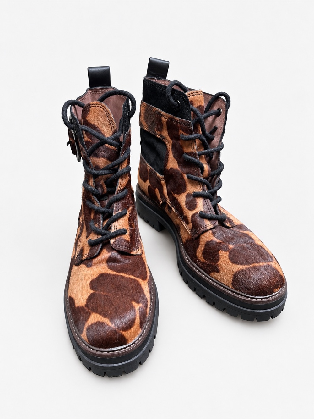 Louise et Cie Hair-On Leather Combat Boots — Women’s Size 9M / EU 40